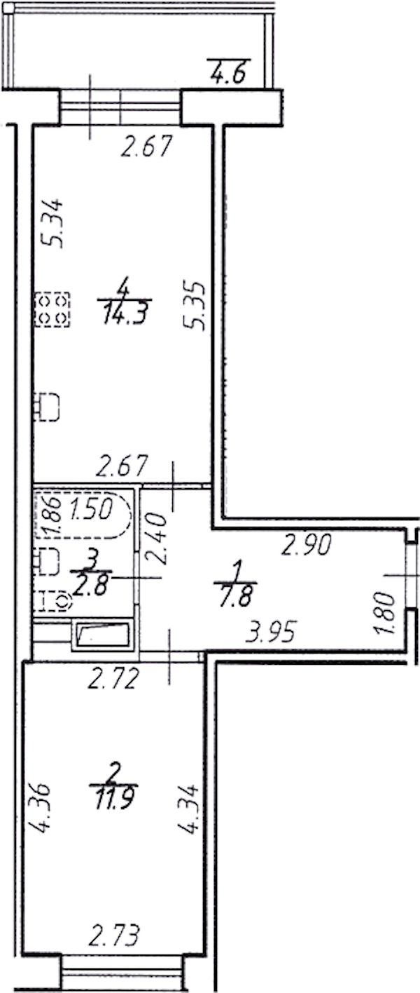1-комнатная квартира 38.2 м², 2/16 эт., ЖК «Стороны Света»